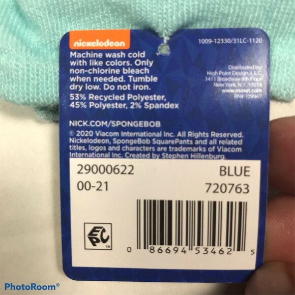 Two Pack SpongeBob SquarePants Women's Size 9-11 Socks No-Show Blue New - Picture 4 of 4